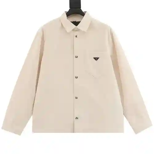 Prada PRD 23FW chaqueta camisera de denim con botones flocados