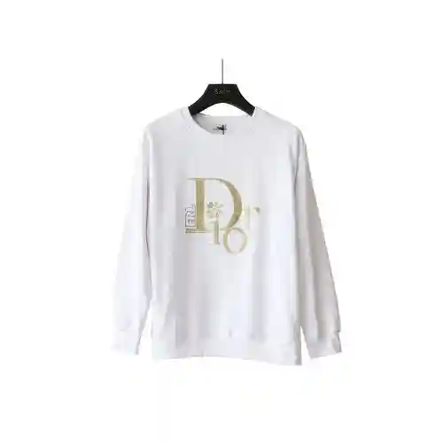 Sudadera CD 23 nuevo estilo de rizo de cuello redondo para hombre y mujer con bordado de hilo dorado