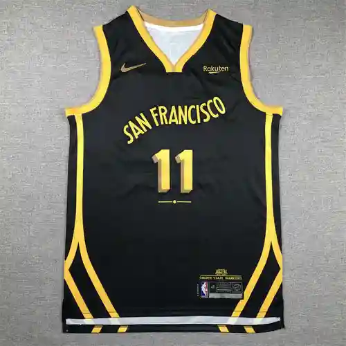 Warriors No. 11 Thompson camiseta negra edición urbana de la 24.a temporada