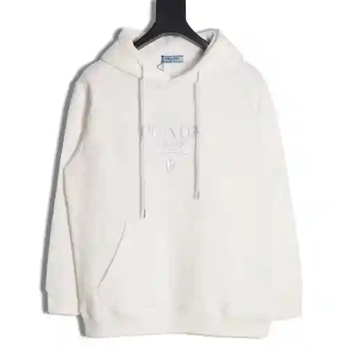 Sudadera con capucha Pra*da 23FW con logo bordado en el pecho