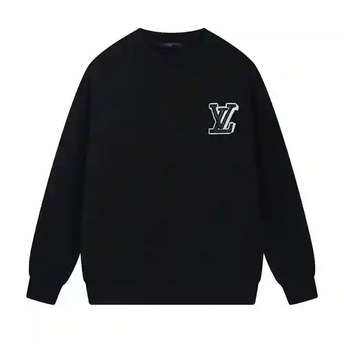 Sudadera informal de terciopelo con cuello redondo y logo de cuero bordado LV Louis Vuitton