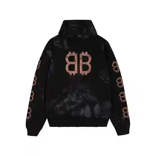 BLCG/Paris estilo pesado #barro viejo pintado a mano sudadera con capucha doble B