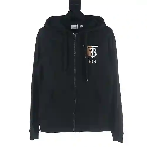 Burberry BBR 23Fw chaqueta con capucha y cremallera BT con caballo de guerra bordado
