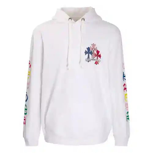 CH/Cro Heart Sudadera con capucha con brazo de flor cruzada superpuesta colorida, el mismo estilo pa