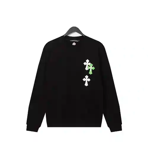 Sudadera con cuello redondo y logo cruzado CH/Cro Heart, mismo estilo para hombres y mujeres