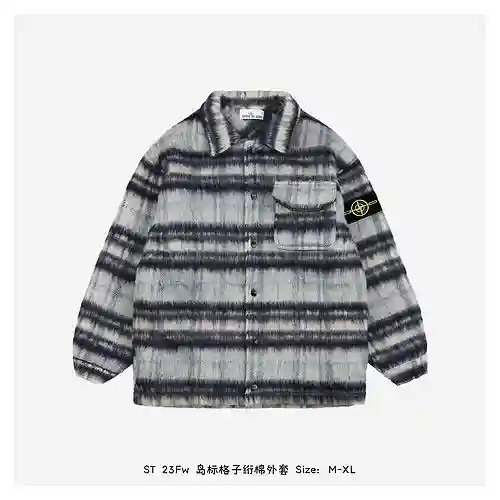 ST 23Fw chaqueta acolchada a cuadros con logo Island