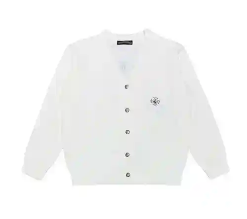 CH/Cro Heart 23FW Chaqueta tipo suéter de punto con estampado de herradura bordada en hilo plateado