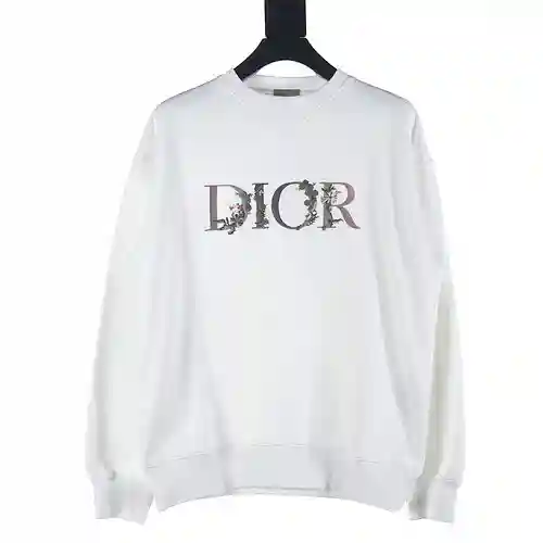 Dior CD 23Fw sudadera con cuello redondo y letra floral degradada bordada