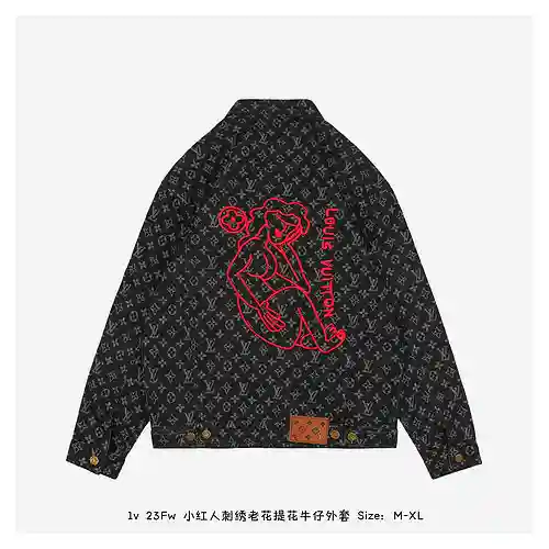 1v 23Fw Chaqueta vaquera jacquard flor vieja bordada hombrecito rojo