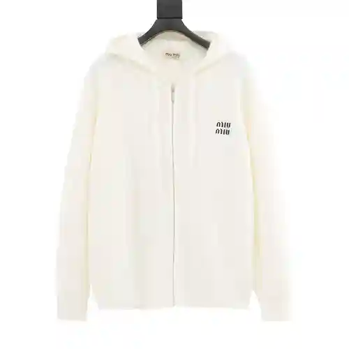 miumiu/Miumiu chaqueta estilo suéter con capucha y cremallera con logo bordado