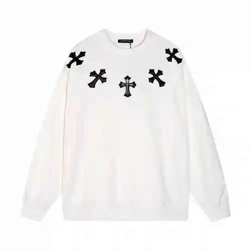 CH/Croix Sudadera con cuello redondo y cruz en forma de corazón con cuello plateado, el mismo estilo