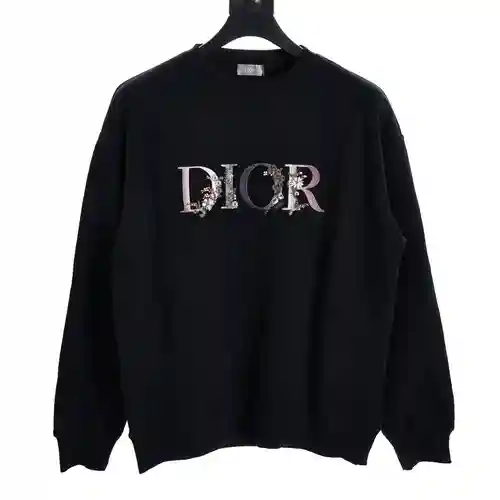 CD sudadera con cuello redondo y bordado floral degradado