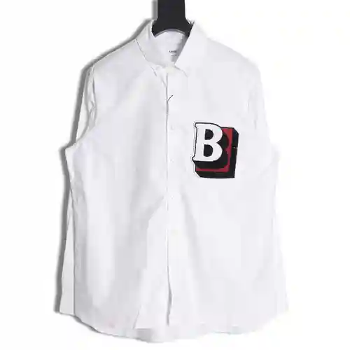 Burberry BBR 22SS camisa de manga larga con bordado de toalla tridimensional con letra B