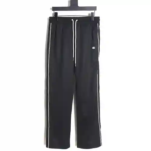 Celine CE 23FW Arc de Triomphe pantalones bordados con rayas blancas laterales