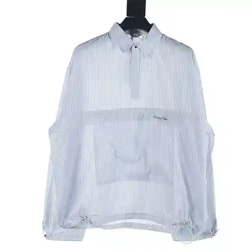 Camisa Dior CD 23FW patchwork a rayas de manga larga