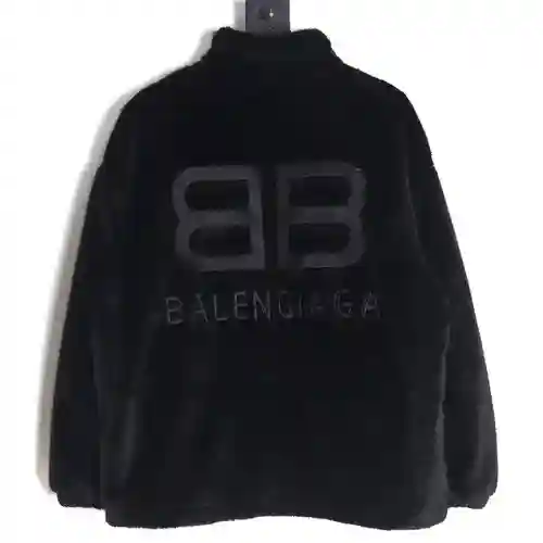 Balenciaga BLCG23AW chaqueta de lana de cuero ecológica con letra doble B