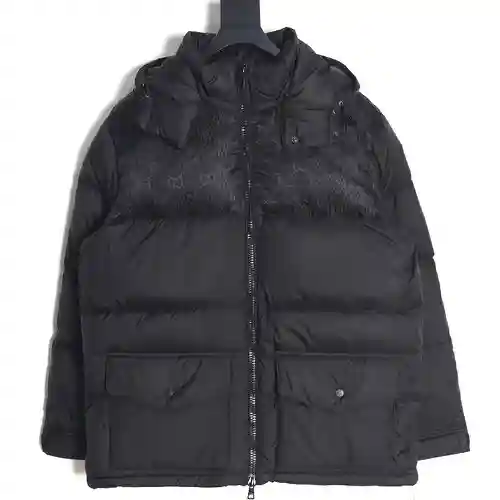 G*cci Gucci Chaqueta de plumón con doble G y empalme de color en contraste