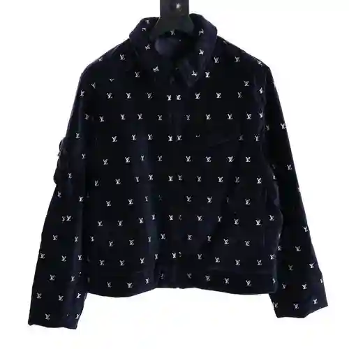 Chaqueta LV de algodón y terciopelo con estampado integral