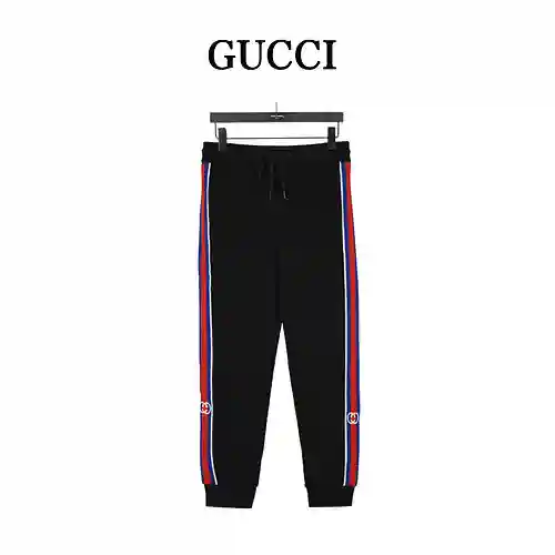 Gu*cci/Gucci 23Fw Double G pantalones con bloques de color a rayas tricolores