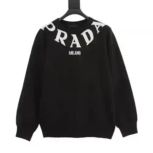 Pra*da/Prada serie 23ss collar en el pecho con letras envolventes suéter jacquard tridimensional