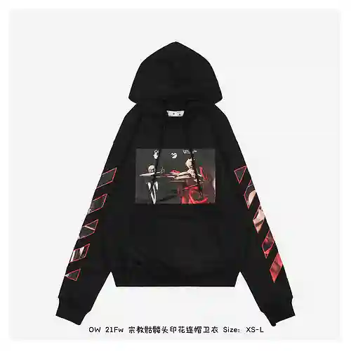 Sudadera con capucha y estampado de calavera religiosa OW 21Fw