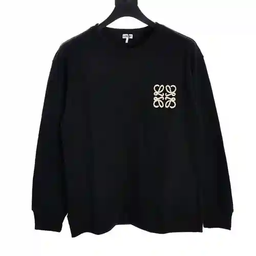 LOE*WE Sudadera de algodón con cuello redondo y logo bordado