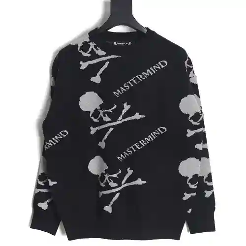 Mastermind Japan MMJ23ss suéter con cuello redondo y calavera en toda la prenda
