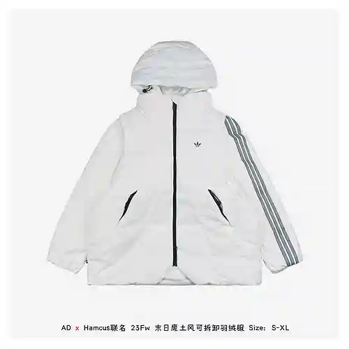 Chaqueta de plumas desmontable estilo páramo apocalíptico 23Fw de marca conjunta AD x Hamcus