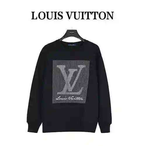 Sudadera con cuello redondo y bordado de cuerda con logo grande degradado LV/Louis Vuitton 23Fw