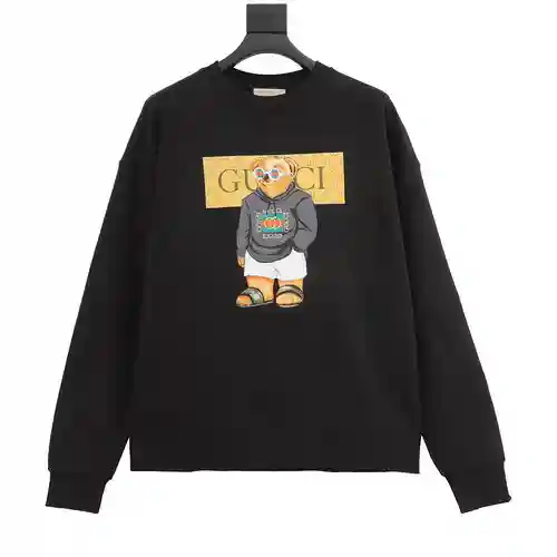Sudadera con cuello redondo y estampado de oso tipo zapatilla de casa G