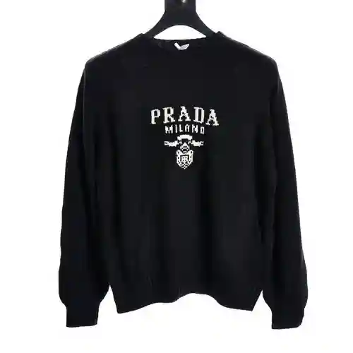 PRA*DA/Prada suéter con cuello redondo y jacquard en el pecho