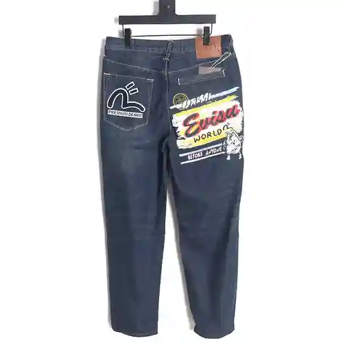 Ev*isu Lucky God 23fw Inari jeans rectos con estampado de máscaras