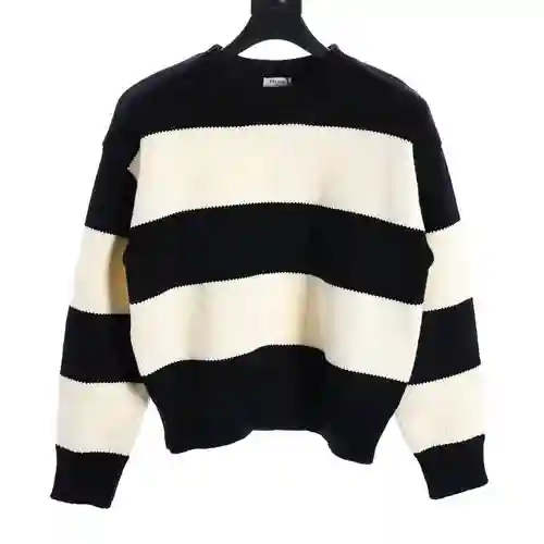 Jersey de cuello redondo de mujer a rayas CE Christmas Limited