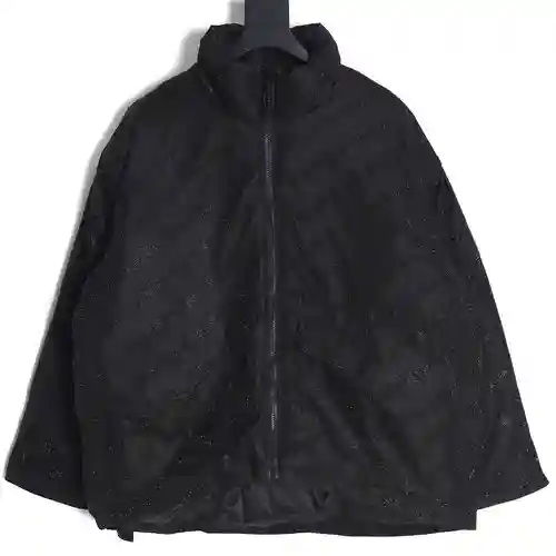 BLCG Balenciaga chaqueta de algodón con botones de bloqueo y estampado de diamantes de imitación