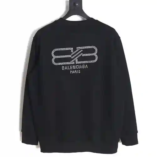 BLCG Balenciaga 23FW sudadera con cuello redondo y botón de bloqueo de diamantes calientes