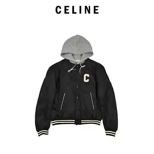 CE/Céline nueva chaqueta de algodón con capucha y letras bordadas