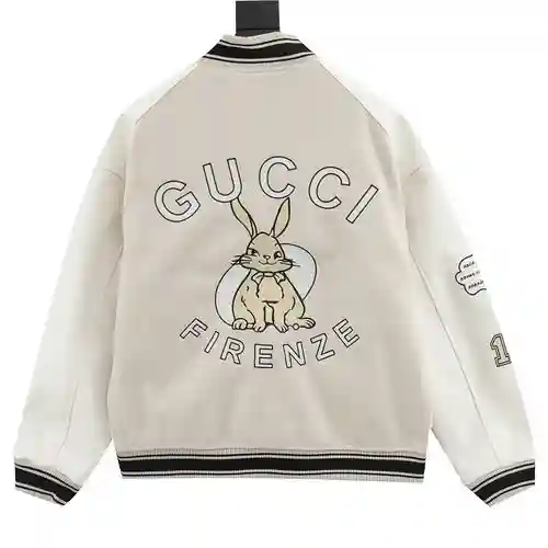 Chaqueta de uniforme de béisbol de patchwork bordada con toalla de conejo de G Home en la parte post