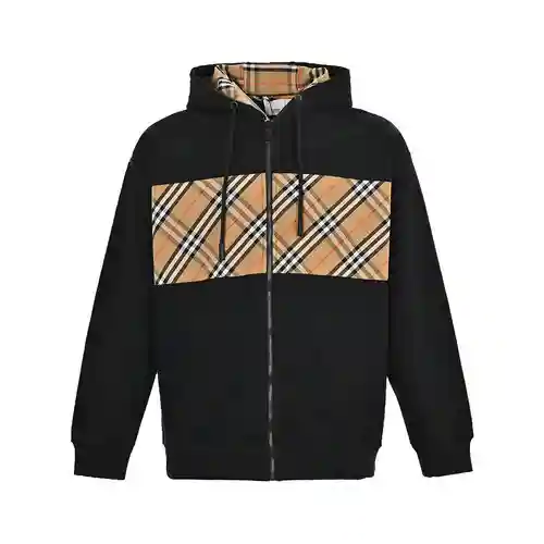 BBR/Burberry 23Fw chaqueta con cremallera y patchwork a cuadros