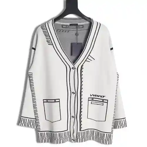 Suéter tipo cárdigan con dibujo bidimensional LV/Louis Vuitton 23Fw