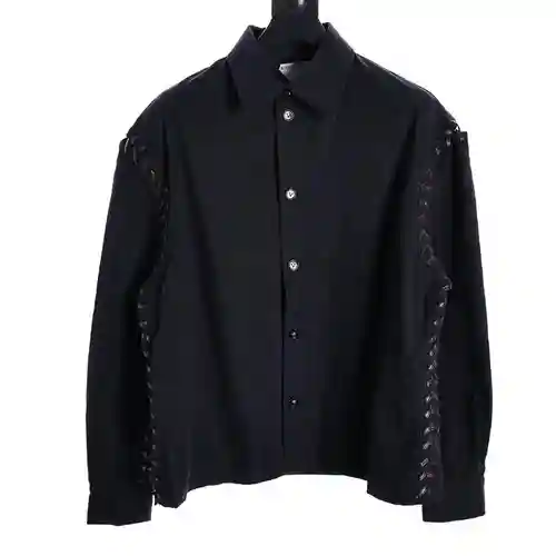 Chaqueta estilo camisa tejida de cuero BV Bottega Veneta 23FW
