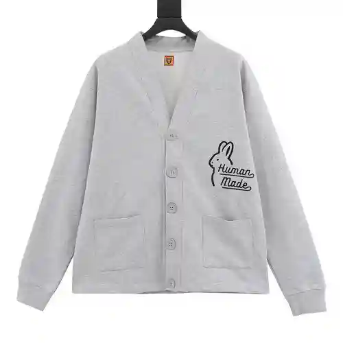 Cárdigan tipo sudadera con estampado de conejito hecho por humanos