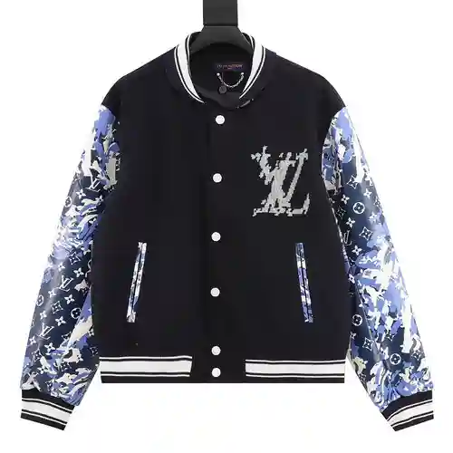 Chaqueta estilo béisbol con parches en las mangas de cuero para presbicia 1V