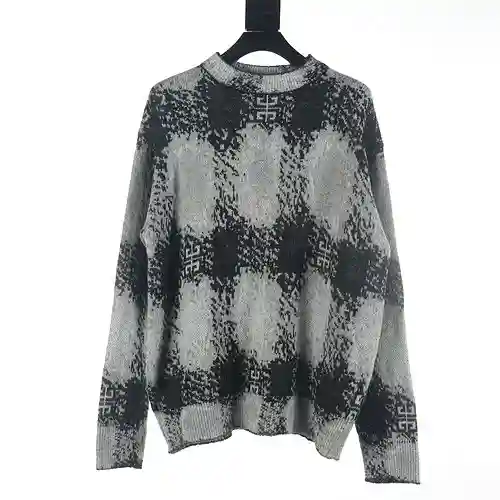 Givenchy GVC 23FW jersey de mohair a cuadros con cuello redondo