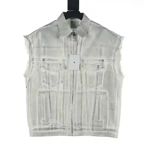 Chaleco de mezclilla reflectante desgastado desgastado de Givenchy GVC 23FW