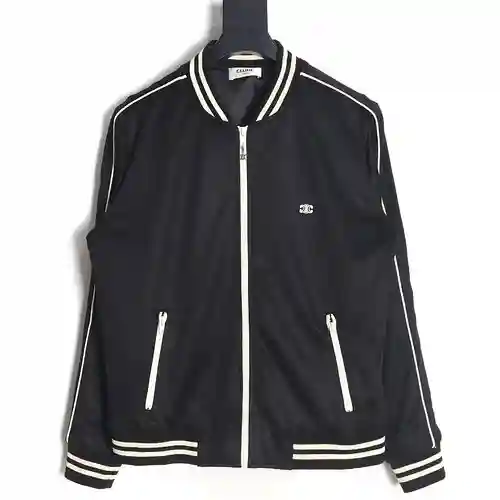CE 23FW Chaqueta béisbol Arc de Triomphe con rayas blancas laterales bordadas