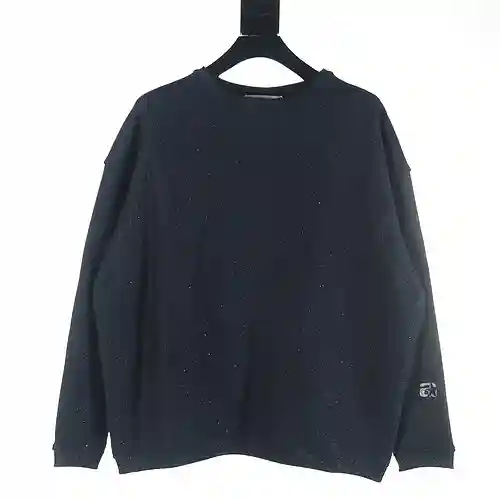 AW/Alexander Wang ADW 2023FW Suéter rosa con cuello redondo y purpurina estrellada