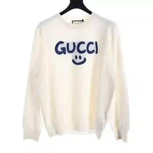 GU*CCI sudadera con cuello redondo y logo sonriente con grafiti