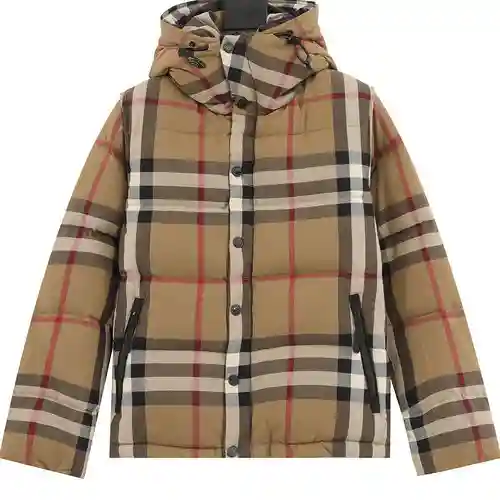 Chaqueta de plumas a cuadros con cuello alto y mangas desmontables de BBR