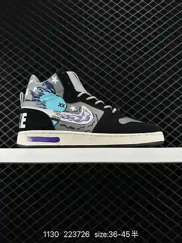 3 Zapatillas de caña media Nike/NIKE de nivel empresarial en negro y gris Número de artículo: 844884