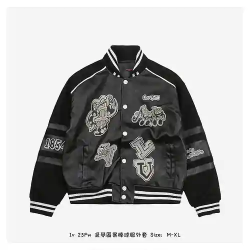 Chaqueta de béisbol con estampado de arpa 1v 23Fw